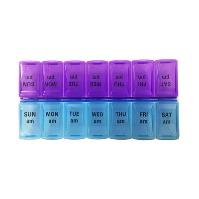Plastic 7 Days Pill Box  14 Compartment Pill Case