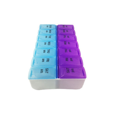 Plastic 7 Days Pill Box  14 Compartment Pill Case