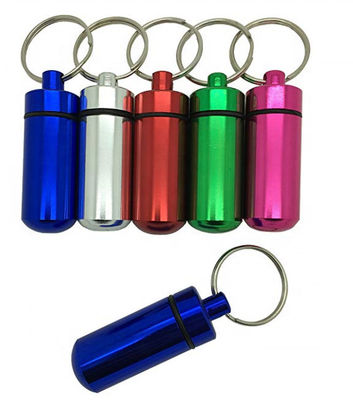 Medical portable promotion pill box keychain aluminum pill case medicine box