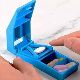 Portable Pill Dispenser Box Medication Tablet Cutter Drug Chemical Mini For Seniors 2 Case