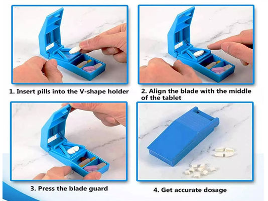 Portable Pill Dispenser Box Medication Tablet Cutter Drug Chemical Mini For Seniors 2 Case