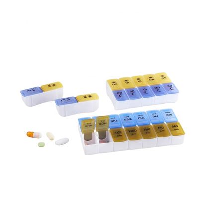 Wholesale gift premium  detachable am pm pill box  morning afternoon pill box promotion oem weekly pill box
