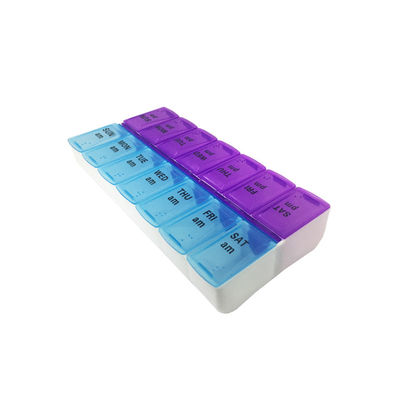 Plastic 7 Days Pill Box  14 Compartment Pill Case